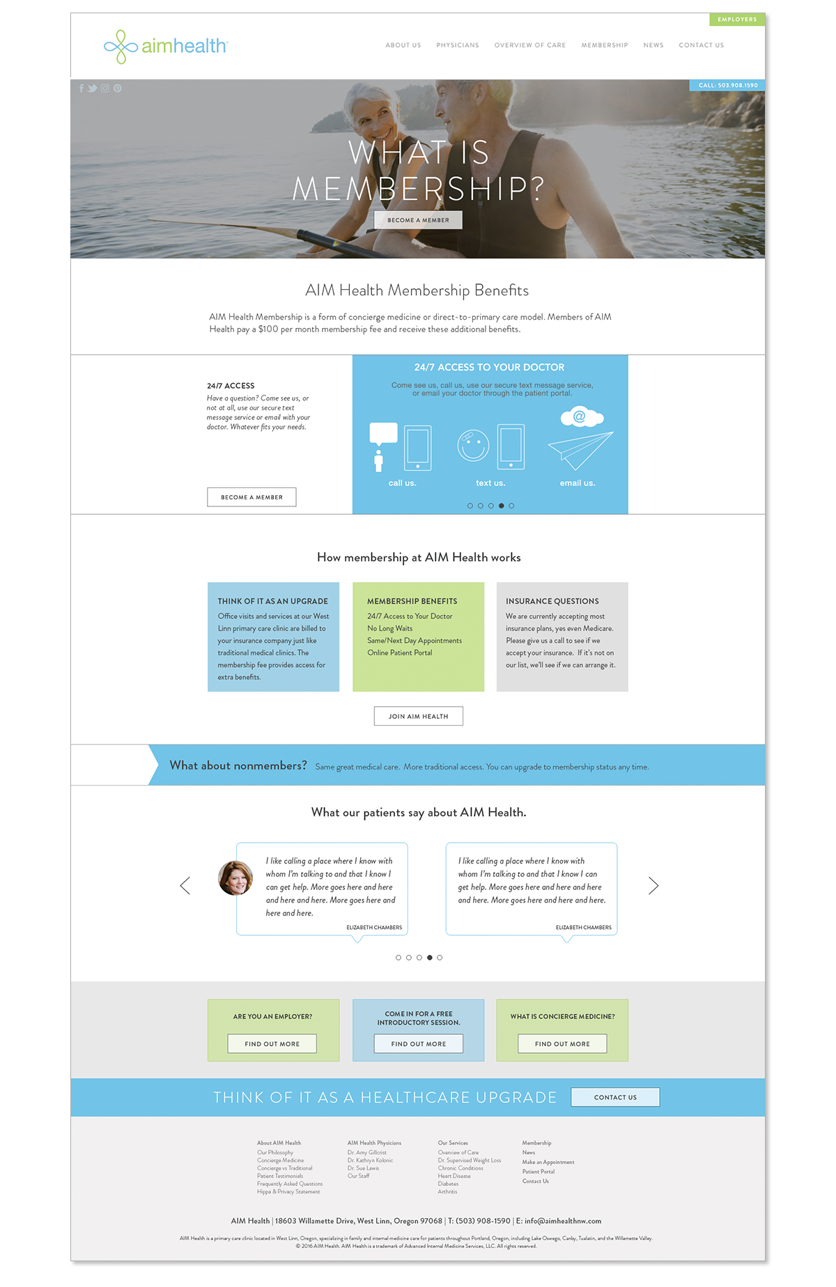 Website and infographic design with parallax function for a primary care clinic.